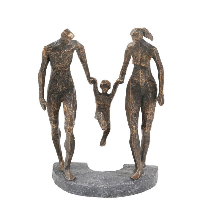 Miniature Polyresin Family Statuetted, Bronze and Gray