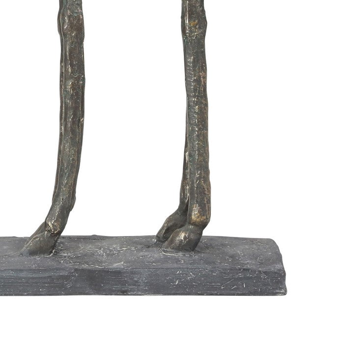 Polyresin Figurine with Kissing Couple On Horseback, Bronze and Gray