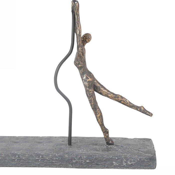 Polyresin Couple with Baloon Figurine, Bronze and Gray