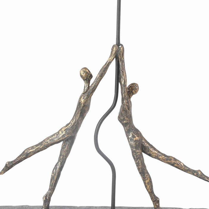 Polyresin Couple with Baloon Figurine, Bronze and Gray
