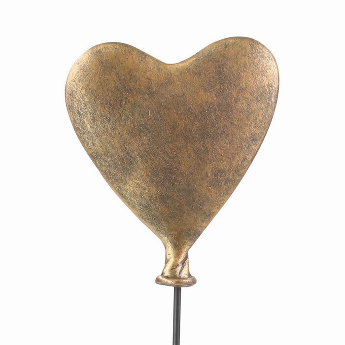 Polyresin Couple with Baloon Figurine, Bronze and Gray