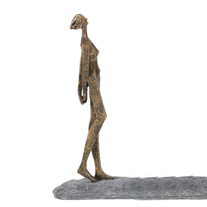 Polyresin Kissing Couple On Bike Figurine, Bronze and Gray