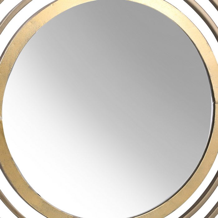 Elegant Round Metal Table Top Mirror with Swivel Centre, Large, Gold