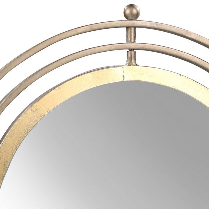 Elegant Round Metal Table Top Mirror with Swivel Centre, Large, Gold