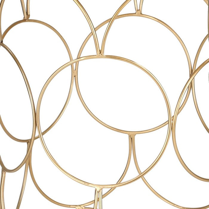 Metal Side Table with Geometric Pattern, Set of 2, Gold and Silver