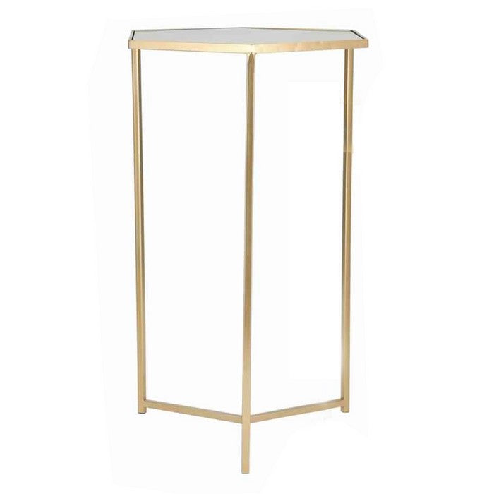 Metal Accent Tables with Hexagonal Top, Set of 3, Gold and Silver