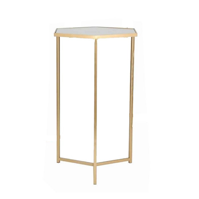 Metal Accent Tables with Hexagonal Top, Set of 3, Gold and Silver