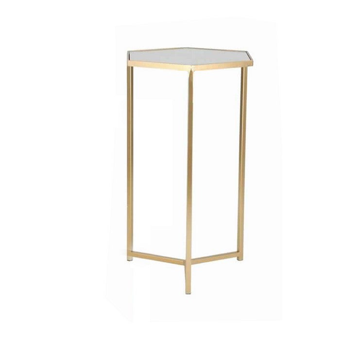 Metal Accent Tables with Hexagonal Top, Set of 3, Gold and Silver