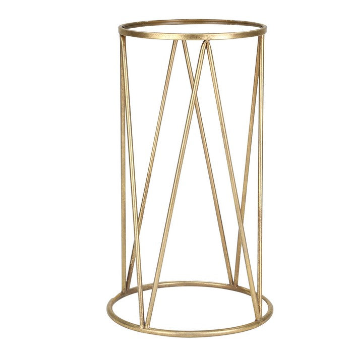 Metal Accent Table with Truss Support, Set of 2, Gold and Silver
