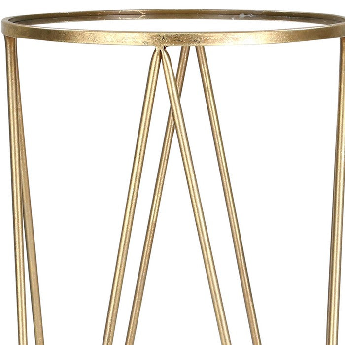 Metal Accent Table with Truss Support, Set of 2, Gold and Silver