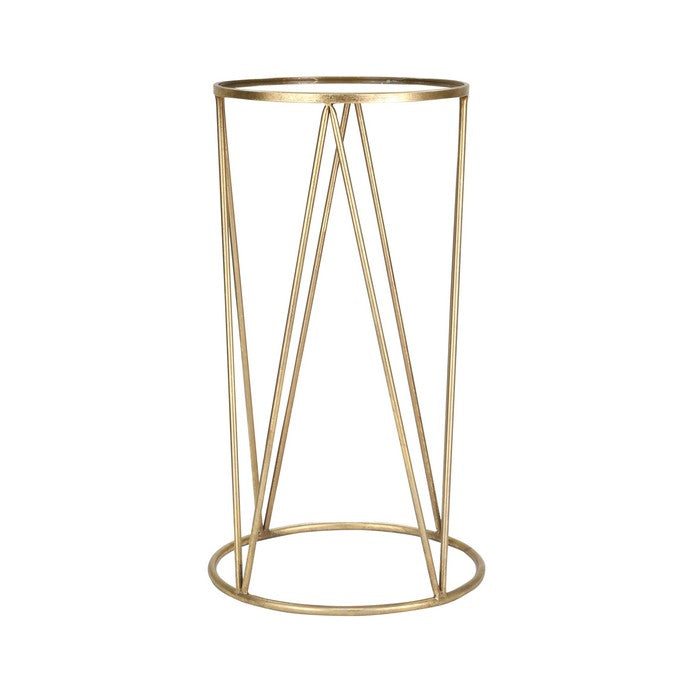 Metal Accent Table with Truss Support, Set of 2, Gold and Silver