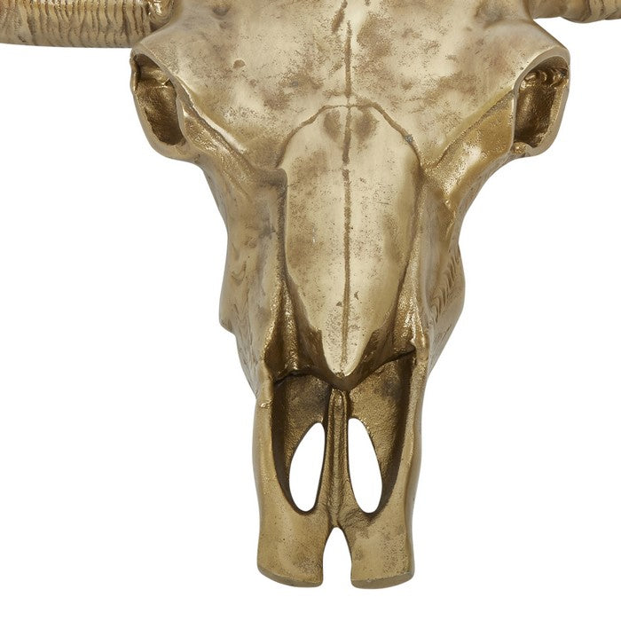 Aluminum Bull Head Sculpture with Gigantic Horns, Gold