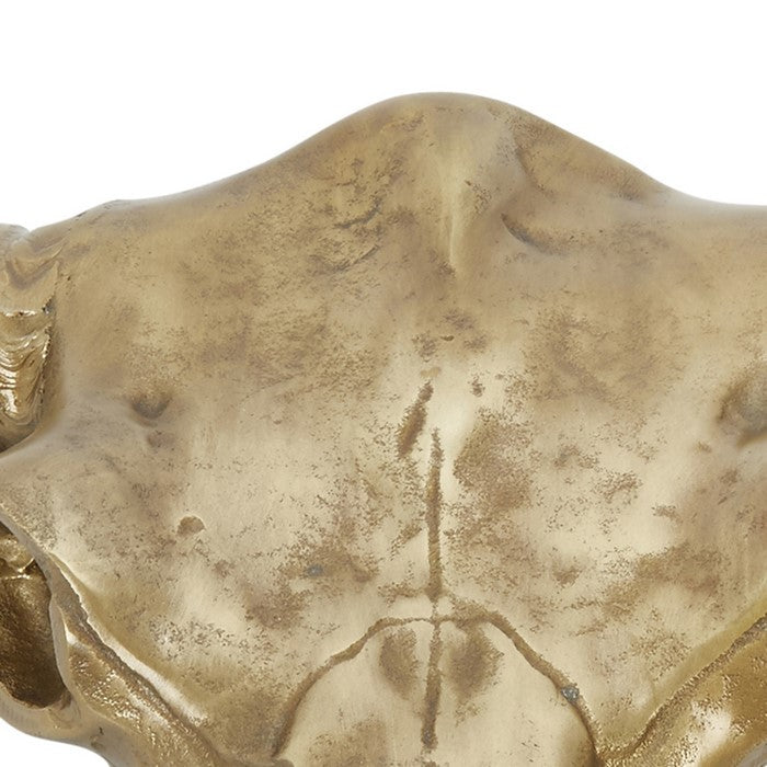 Aluminum Bull Head Sculpture with Gigantic Horns, Gold