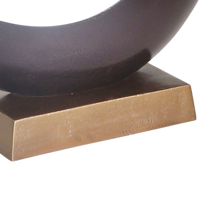 Aluminum Ovoid Sculpture with Block Base, Bronze and Black