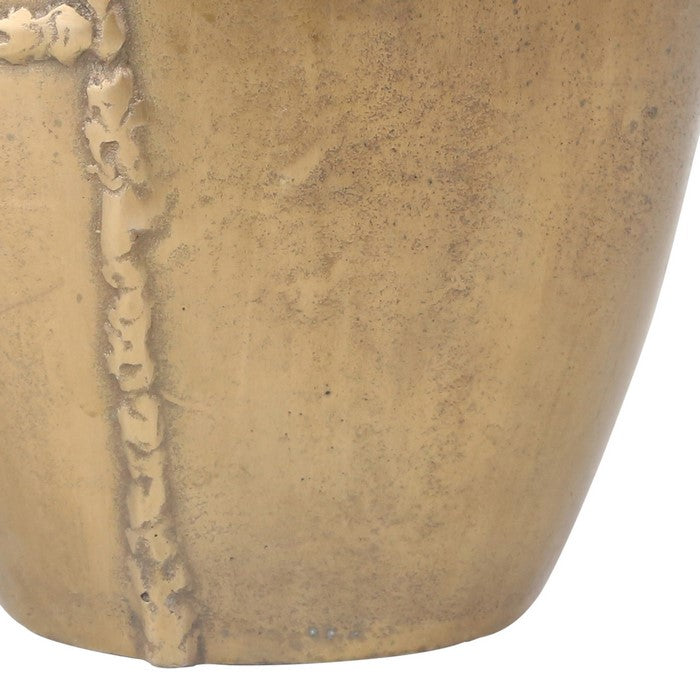 Antique Aluminum Vase with Raised Textured Details, Large, Bronze