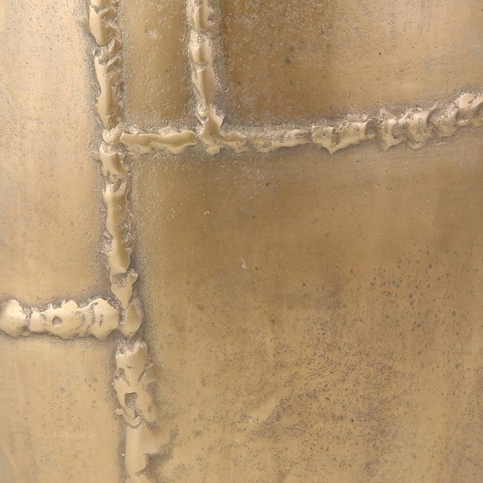 Antique Aluminum Vase with Raised Textured Details, Large, Bronze