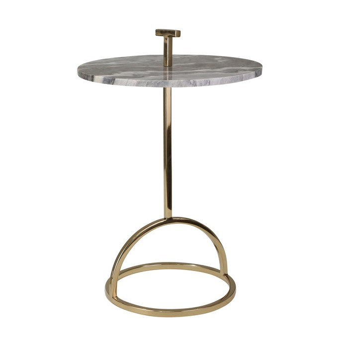 Metal Side Table with Marble Top, Set of 2, Multicolor