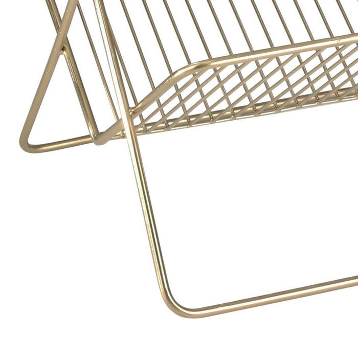 Rectangular Table with Marble top and Magazine Rack, Gold and White