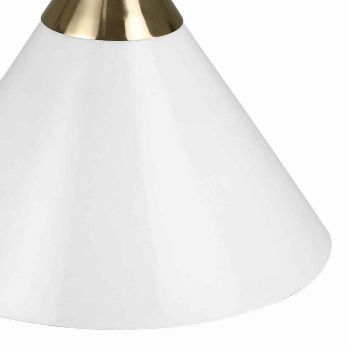 Modern Style Round Accent Table with Hourglass Design, Gold and White