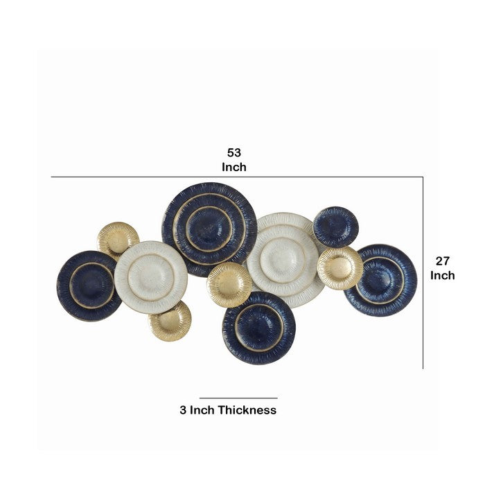 Round Metal Disc Wall Decor with Ribbed Details, Multicolor