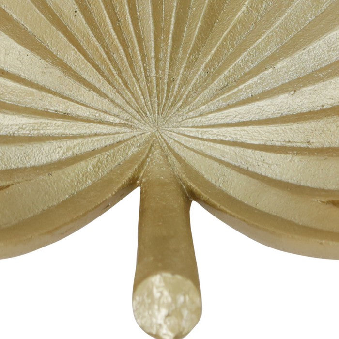 Polyresin Decorative Plate with Palm Leaf Design, Gold