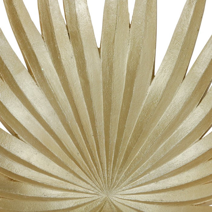 Polyresin Decorative Plate with Palm Leaf Design, Gold