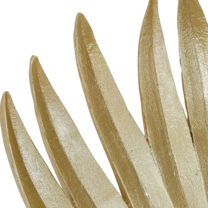 Polyresin Decorative Plate with Palm Leaf Design, Gold