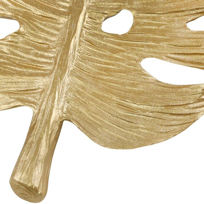 Polyresin Wall Decor with Palm Leaf Design, Gold