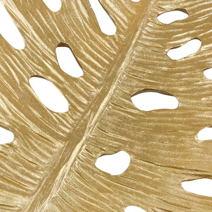 Polyresin Wall Decor with Palm Leaf Design, Gold
