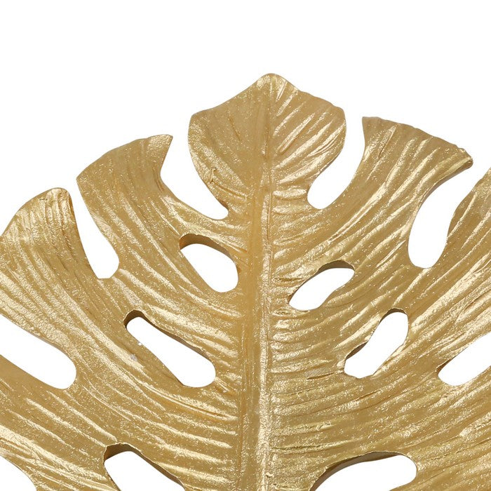 Polyresin Wall Decor with Palm Leaf Design, Gold