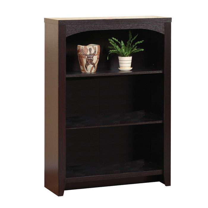 Transitional Style Wooden Bookcase with 3 Open Shelves, Brown