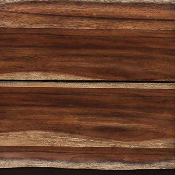 English Dovetail Design Wooden Media Chest with Split Wood Panel, Brown
