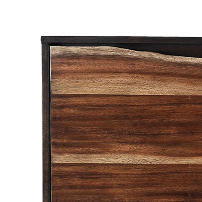 English Dovetail Design Wooden Media Chest with Split Wood Panel, Brown