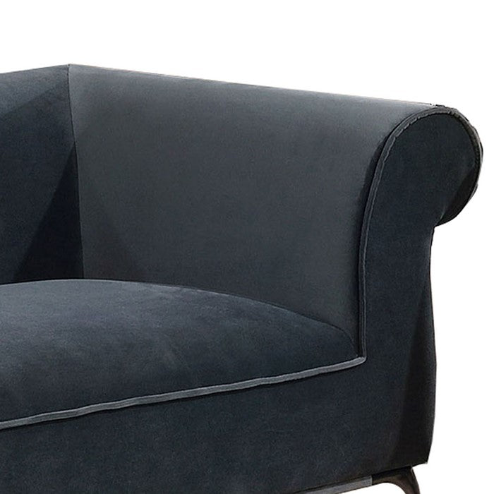 Fabric Upholstered Wooden Loveseat with Rolled Armrest, Gray