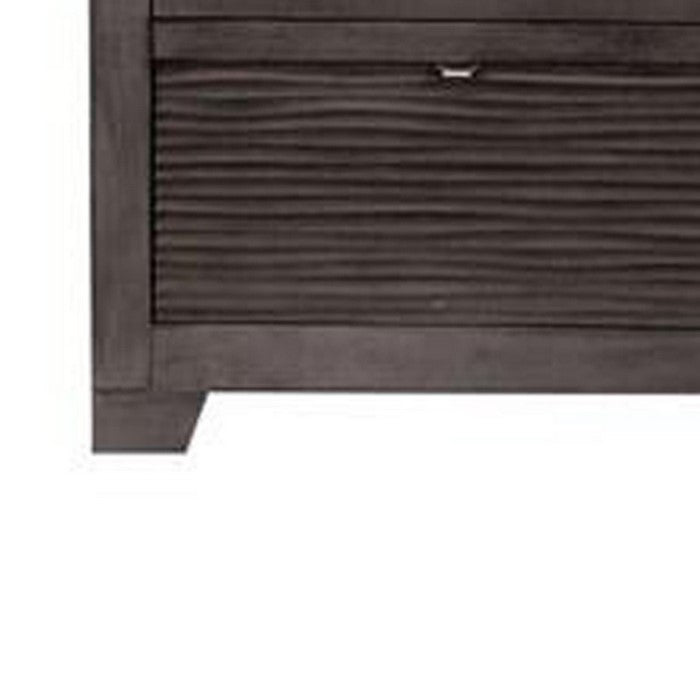 Transitional Wooden Pier Cabinet with Shelves and Drawers, Gray