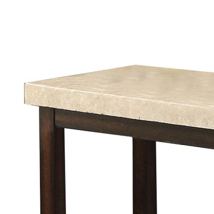 Transitional Sofa Table with Genuine Marble Top, Brown