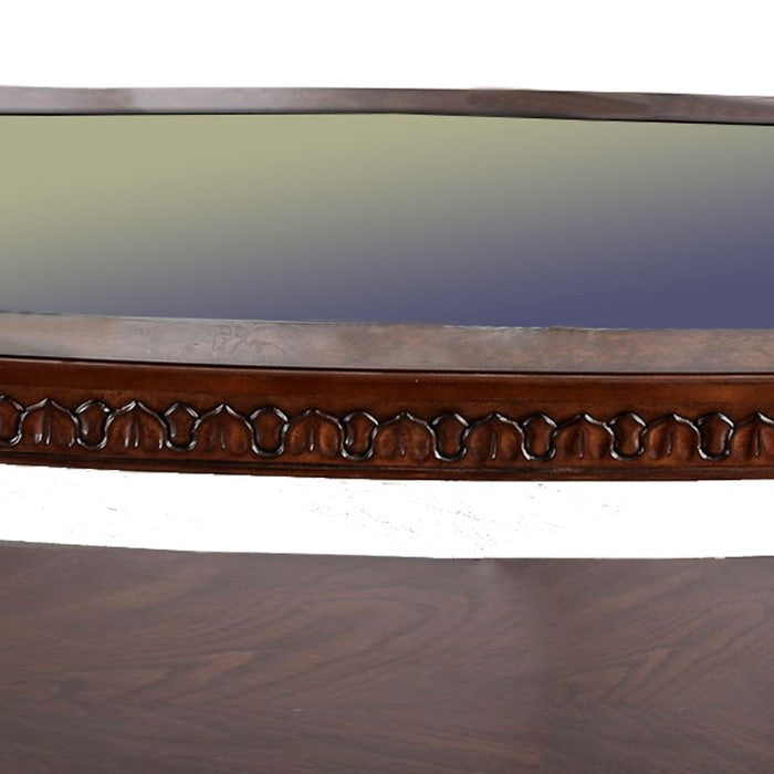 Traditional Coffee Table with Cabriole Legs and Wooden Carving, Brown