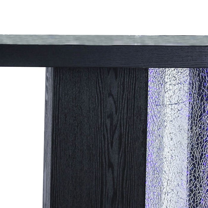 Contemporary Sofa Table with Etched Glass Panel, Black