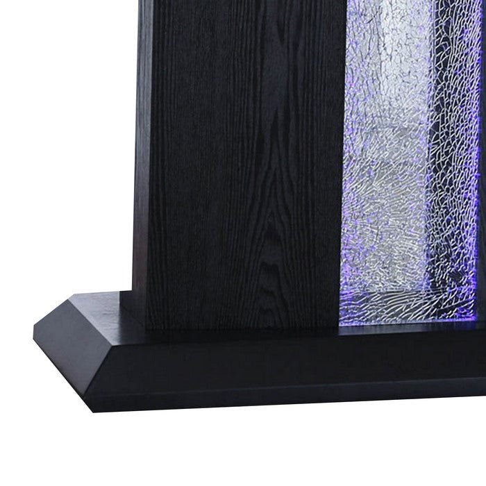 Contemporary Sofa Table with Etched Glass Panel, Black