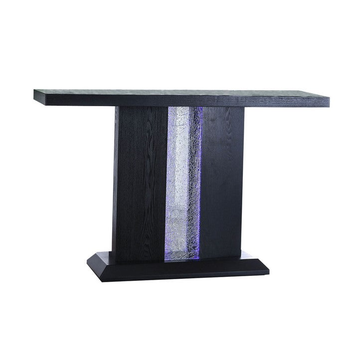 Contemporary Sofa Table with Etched Glass Panel, Black