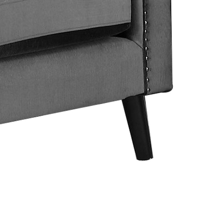 Chenille Fabric Upholstered Wooden Loveseat with Shell Tufting, Gray