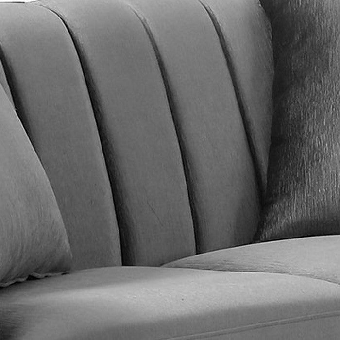 Chenille Fabric Upholstered Wooden Loveseat with Shell Tufting, Gray