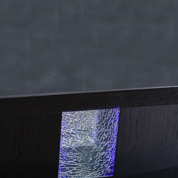Contemporary Coffee Table with Etched Glass Panel, Black