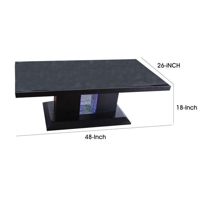 Contemporary Coffee Table with Etched Glass Panel, Black