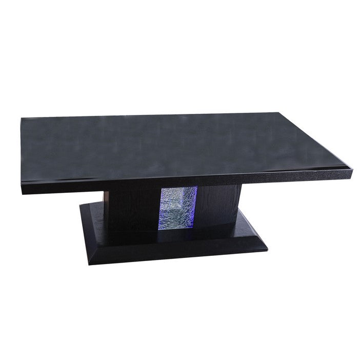 Contemporary Coffee Table with Etched Glass Panel, Black