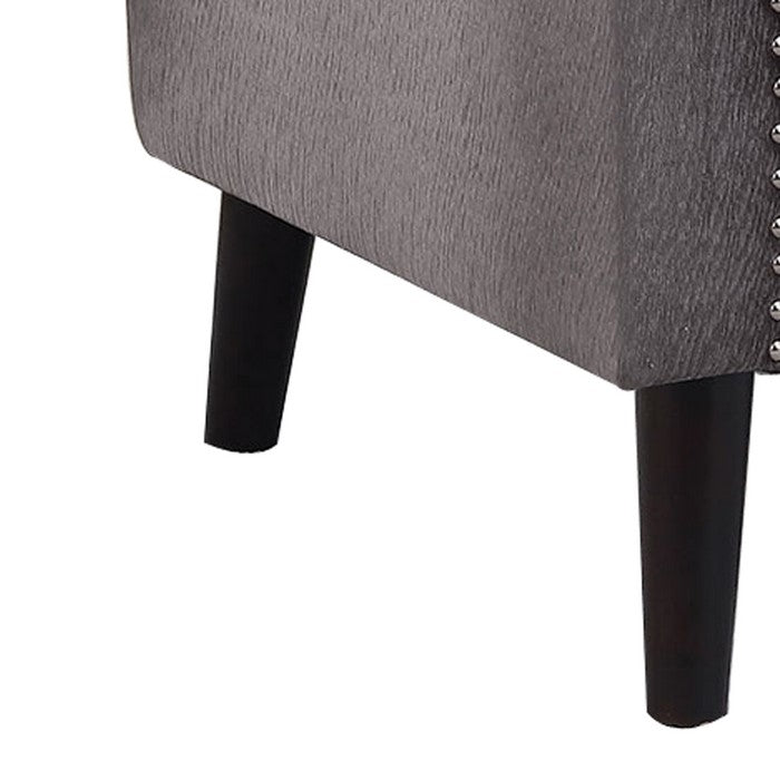 Fabric Upholstered Chair with Nailhead Trim and Shell Tufting, Gray