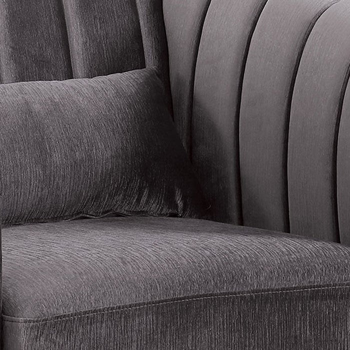 Fabric Upholstered Chair with Nailhead Trim and Shell Tufting, Gray