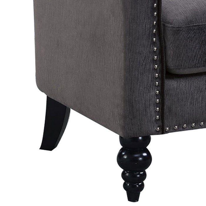 Modern Style Study Chair with Seashell Tufting, Gray