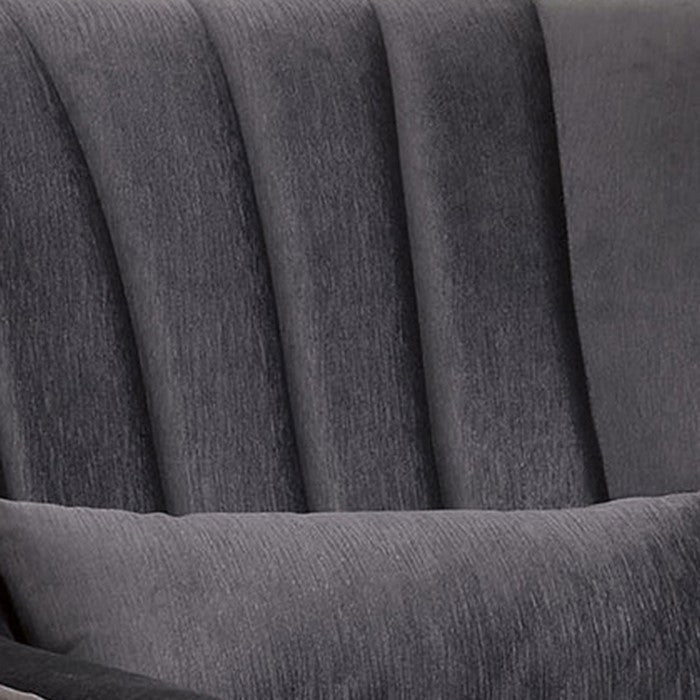 Modern Style Study Chair with Seashell Tufting, Gray