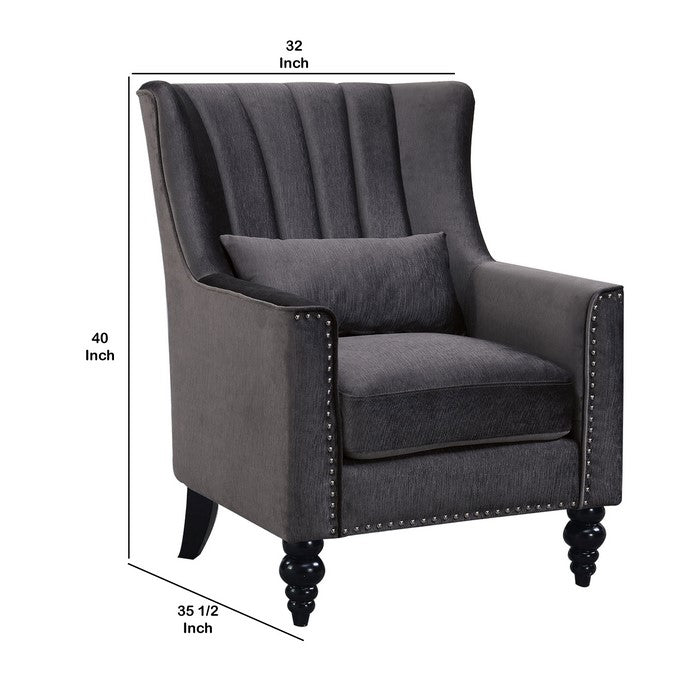 Modern Style Study Chair with Seashell Tufting, Gray
